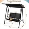 Costway 2-Seat Patio Swing Porch Swing with Adjustable Canopy for Garden Black/Dark Brown